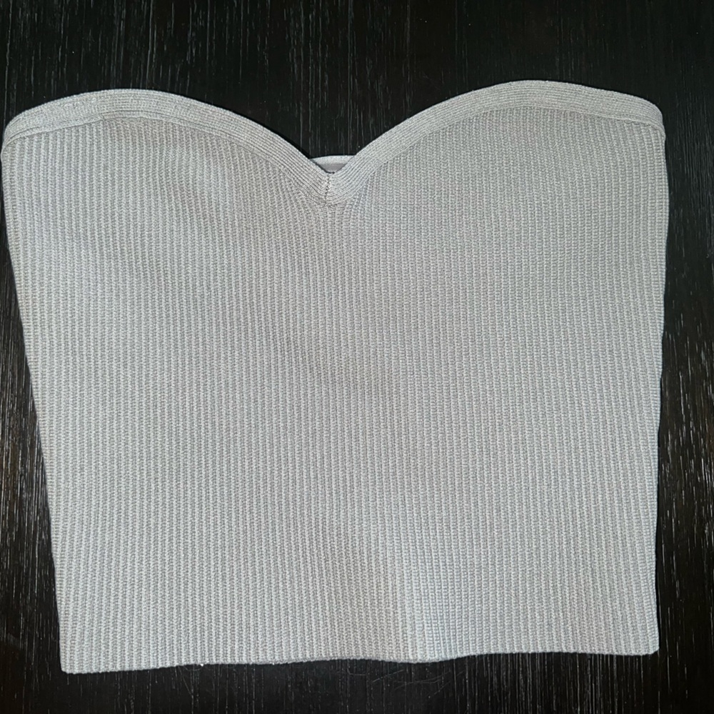 Babaton Grey Strapless Halter Top aritzia